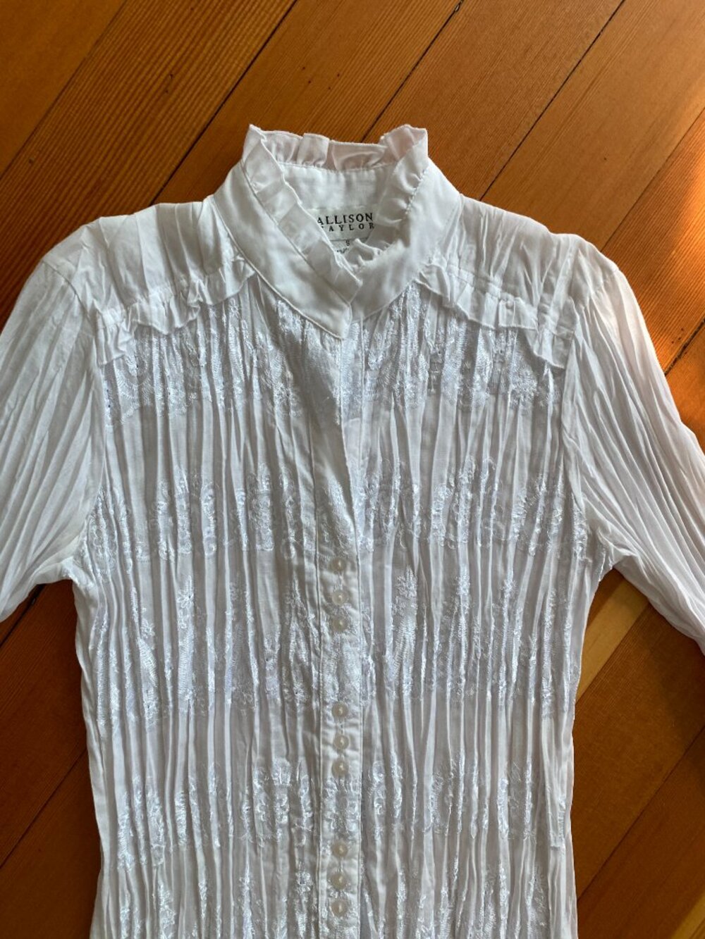 Vintage Y2K Allison Taylor White Lace Blouse - Size Small - Picture 2 of 5